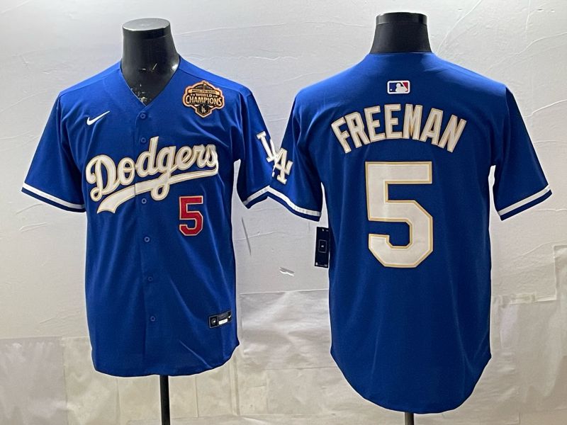 2026 Men Nike Los Angeles Dodgers #5 Freeman Blue gold Game MLB Jersey 005->los angeles dodgers->MLB Jersey